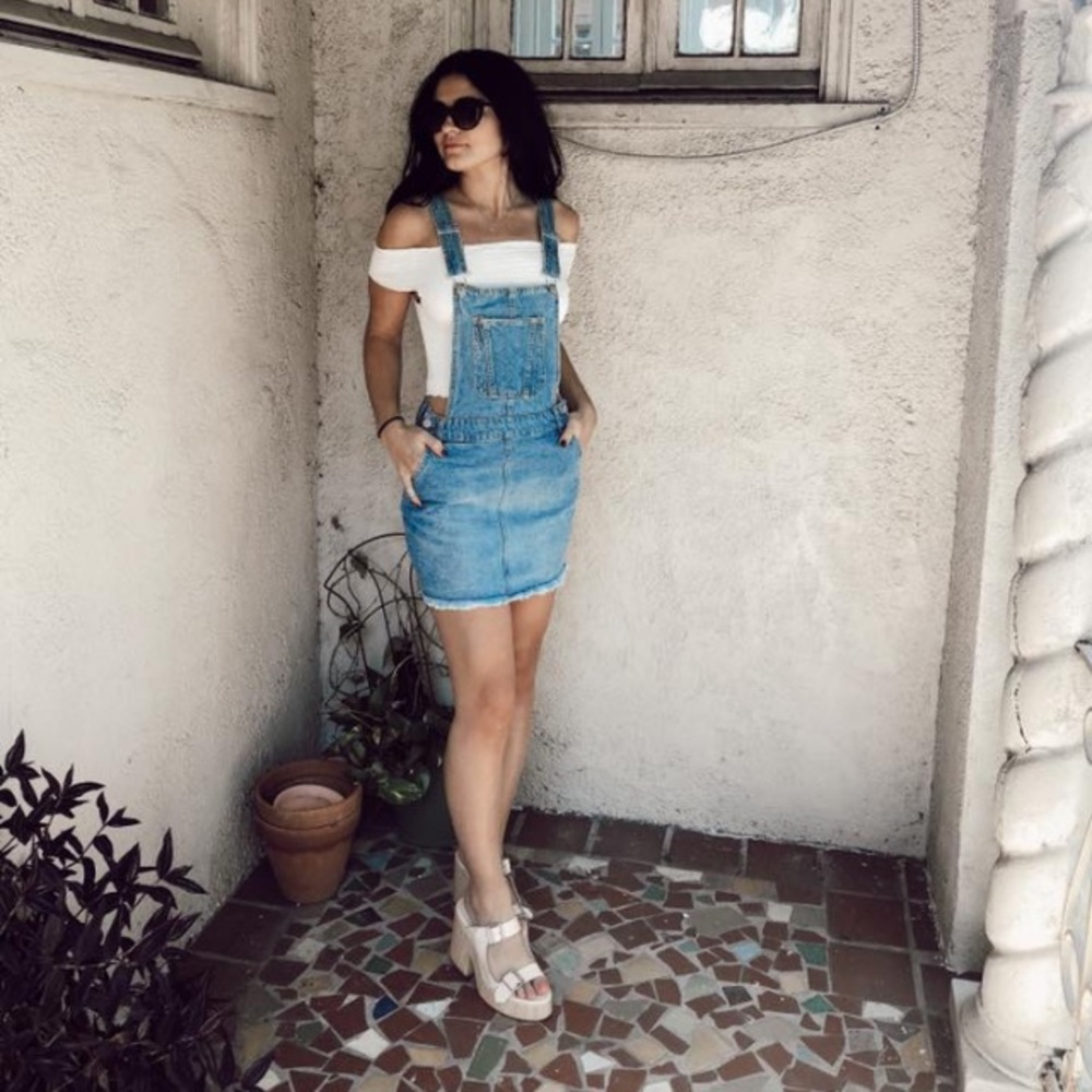 Denim overall dress